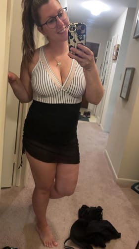Customer photo review of Emoswim - Damen Badekleid Bauchweg Badeanzüge Schlankmachendes Transparentes Mesh Sarong-Wickelrock Bademode