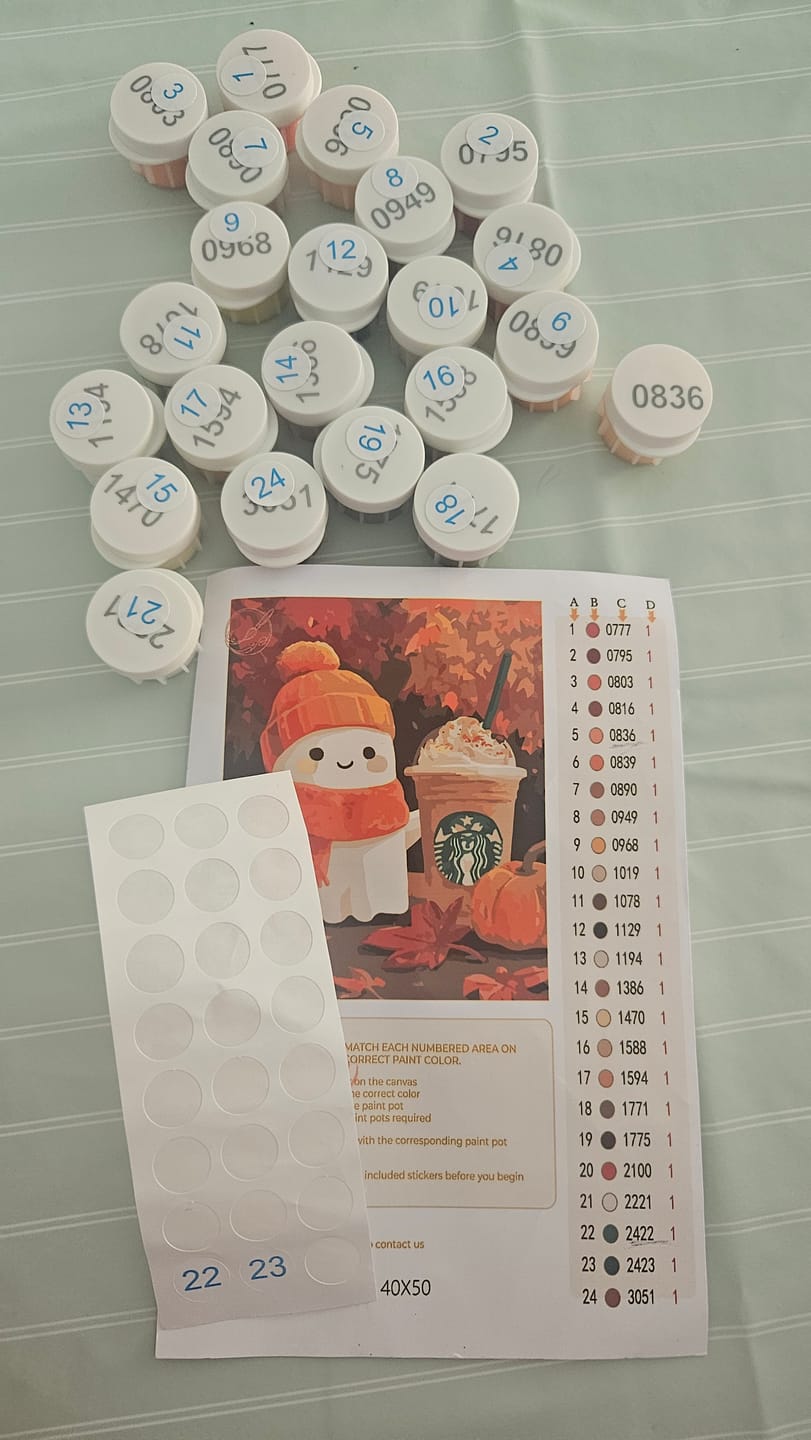 Customer photo review of Pumpkin spice ghost | Paint by Number