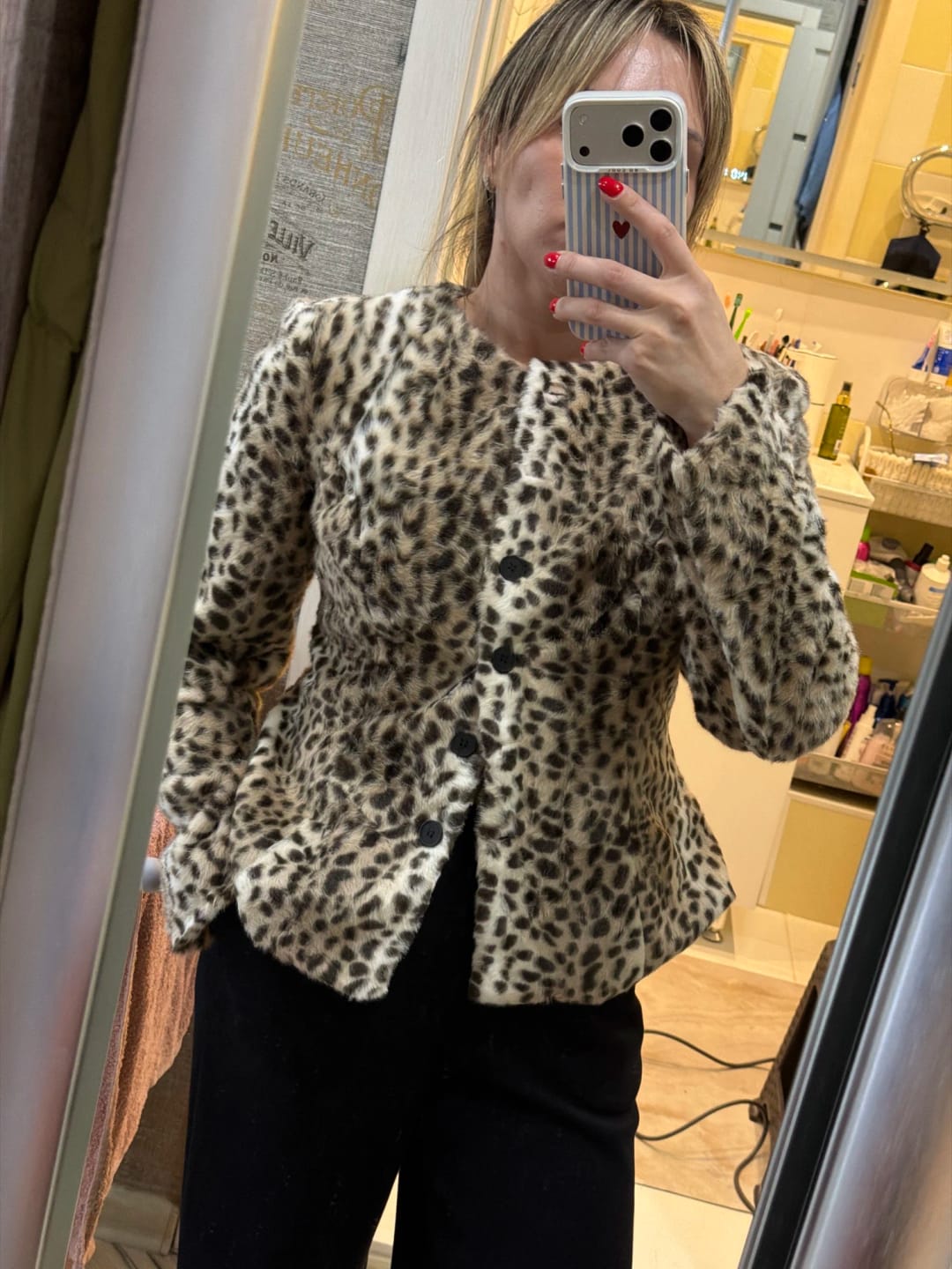 Customer photo review of Katie Leopard Faux Fur Cropped Jacket