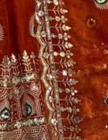 Customer photo review of Rust Orange Silk Embroidered Anarkali Gown