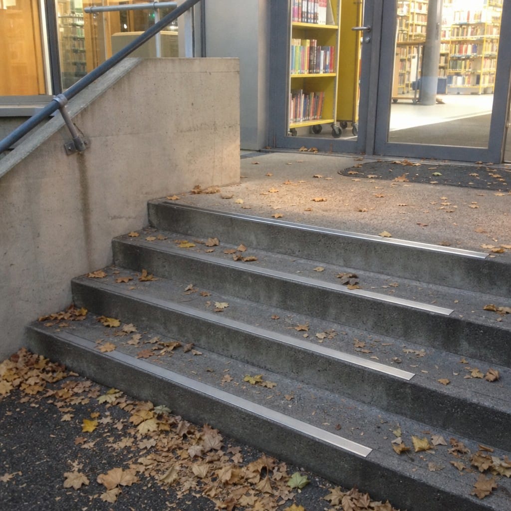 Customer photo review of Stainless Steel Flat Plate Stair Tread Insert Cut to Any Size