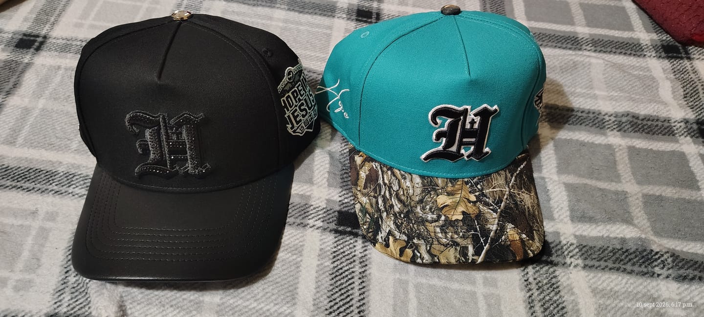 Customer photo review of Teal & Camo Brim Hat