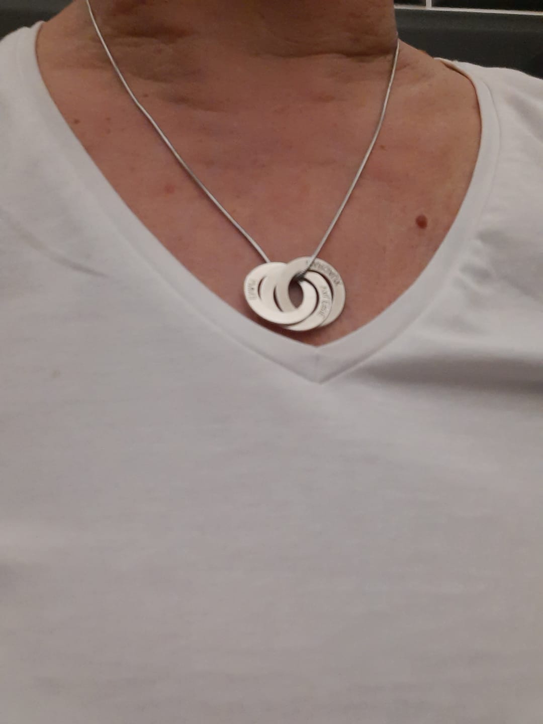 Customer photo review of Personalized Interlocking Rings Necklace