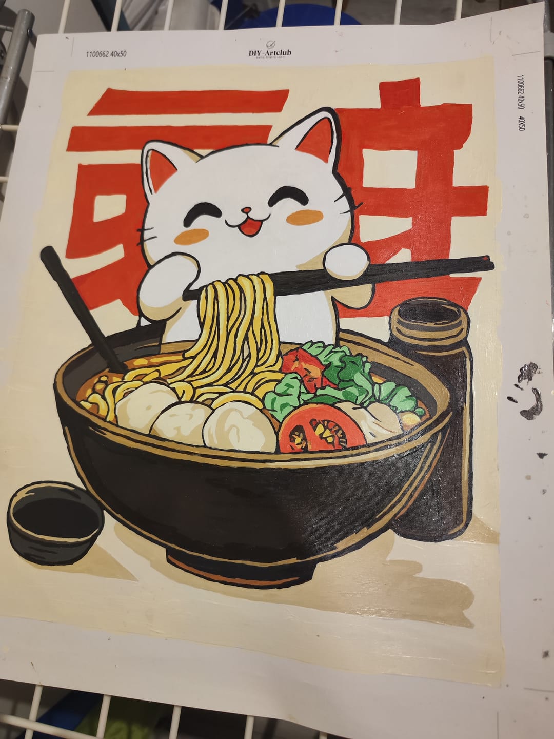 Customer photo review of Cat in noodle bowl | Paint by Numbers