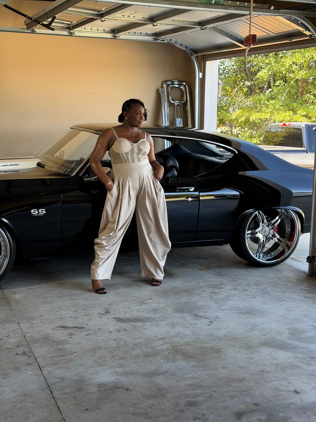 Customer photo review of Ovela Sheer Corset Jumpsuit