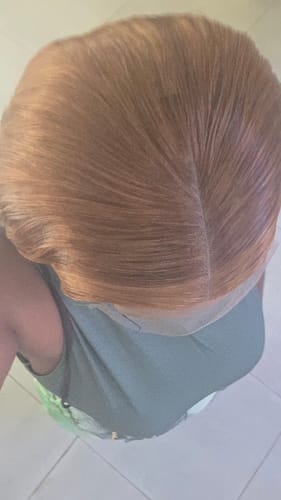 Customer photo review of Vietnamese Super Double Drawn Bone Straight 5x5 Glueless Closure Caramel Brown Wig