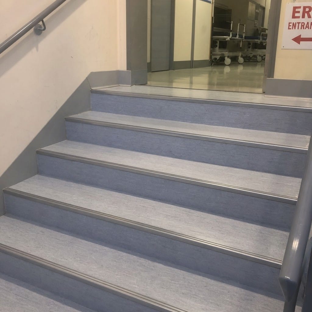 Customer photo review of Stainless Steel Flat Plate Stair Tread Insert Cut to Any Size