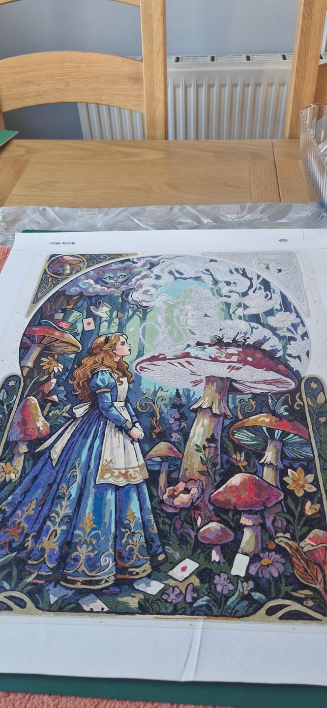 Customer photo review of Alice Caterpillar Cheshire Mushrooms (Paint by Numbers)