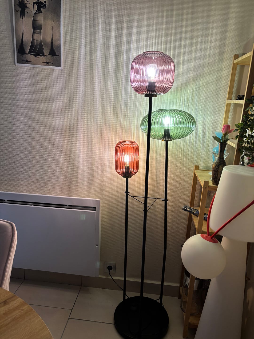 Customer photo review of Lampadaire en verre vintage CRISTALI | 3 luminaires à personnaliser