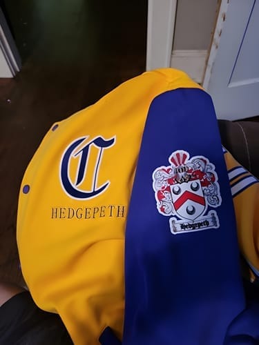 Customer photo review of Custom Royal White-Red Letterman Solider Classic Style Varsity Full-Snap Jacket