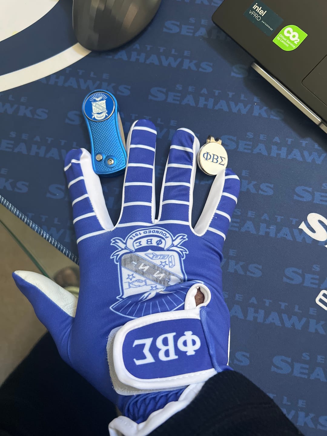 Customer photo review of PHI BETA SiGMA GOLF GLOVES