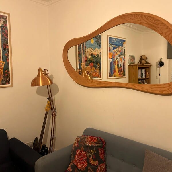 Customer photo review of Oak Asymmetrical Wall Mirror – Vale