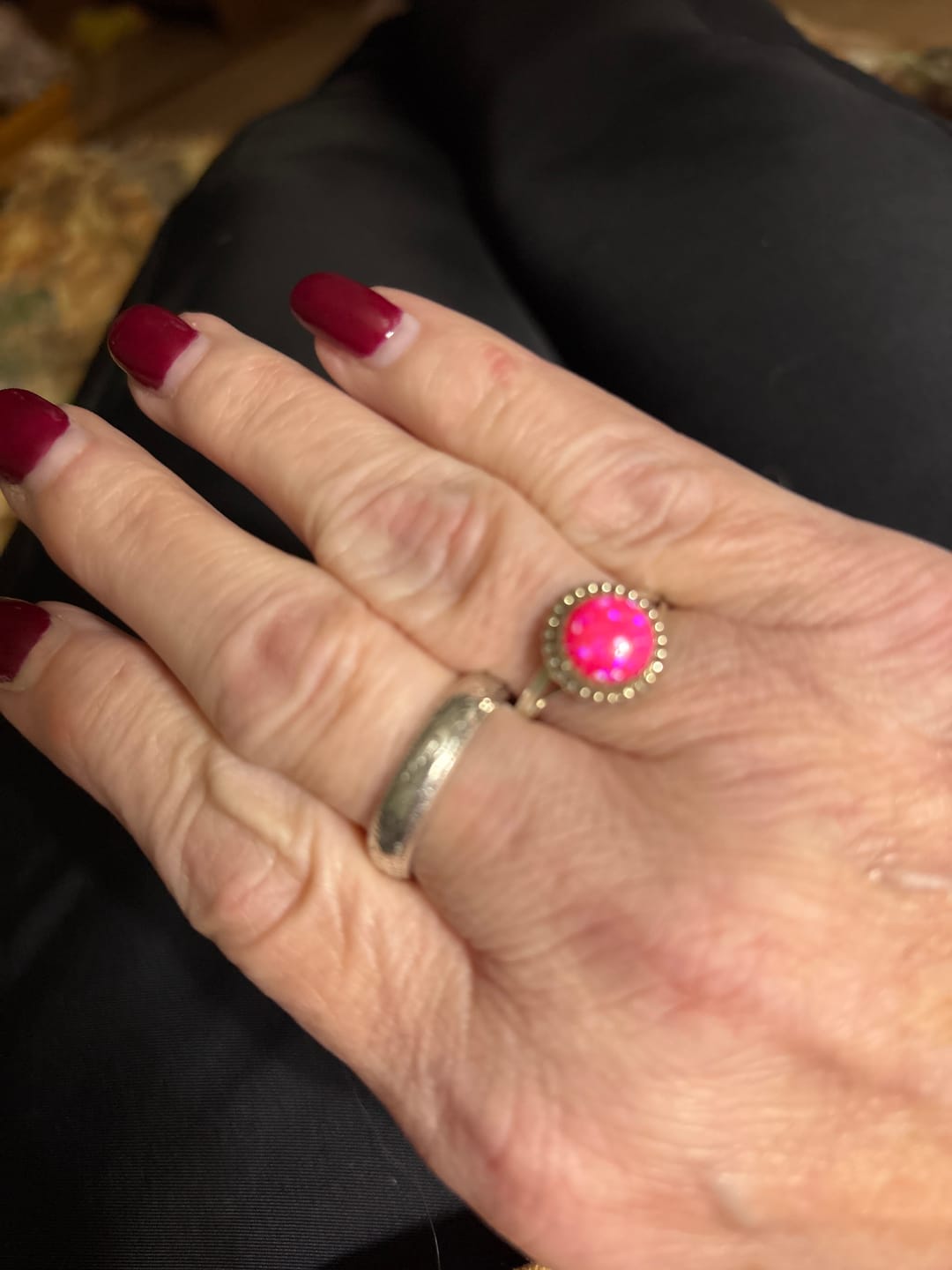 Customer photo review of Handcrafted Hot Pink Opal & Sterling Silver Ring