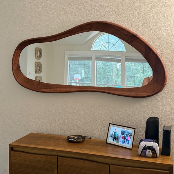 Customer photo review of Walnut Asymmetrical Wall Mirror – Orchid