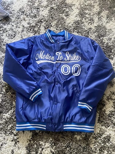 Customer photo review of Custom Royal White-Red Letterman Solider Classic Style Varsity Full-Snap Jacket