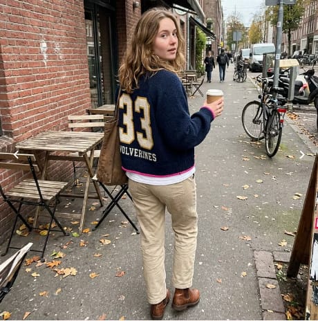 Customer photo review of Custom Number & Team Text Knit Cardigan – Personalized Sweater