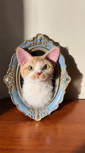 Customer photo review of Custom 3D Felted Cat Frame Portrait