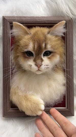 Customer photo review of Custom 3D Felted Cat Frame Portrait