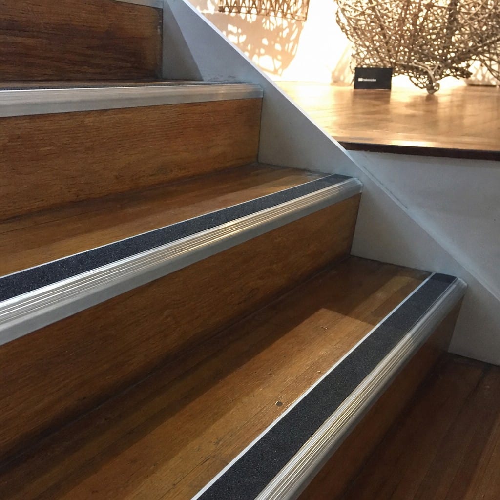 Customer photo review of Raked Back Carborundum Stair Nosing 78.5x67mm Cut to Any Size