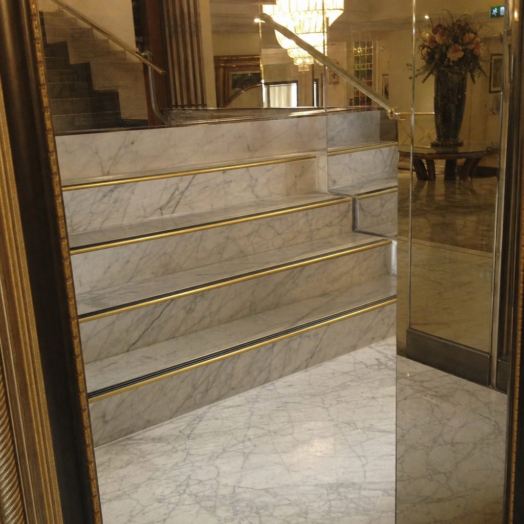Customer photo review of Solid Brass Ramped Stair Nosing 83x40mm Cut to Any Size