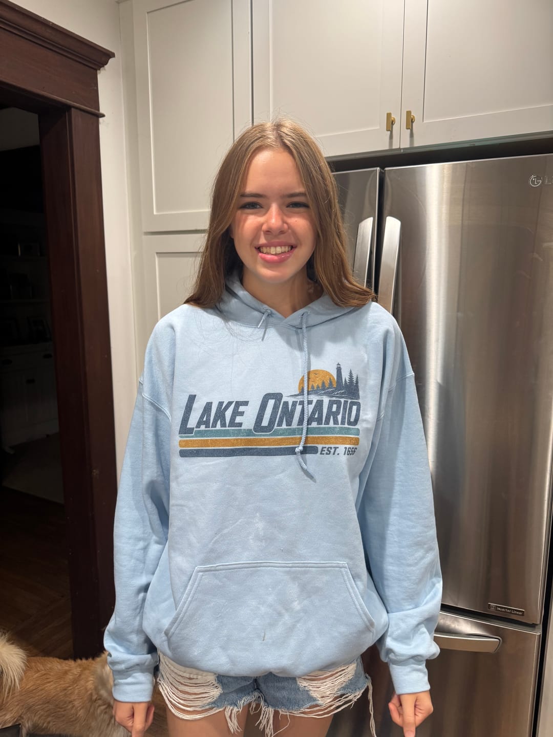 Customer photo review of Lake Ontario Retro Stripe Hoodie