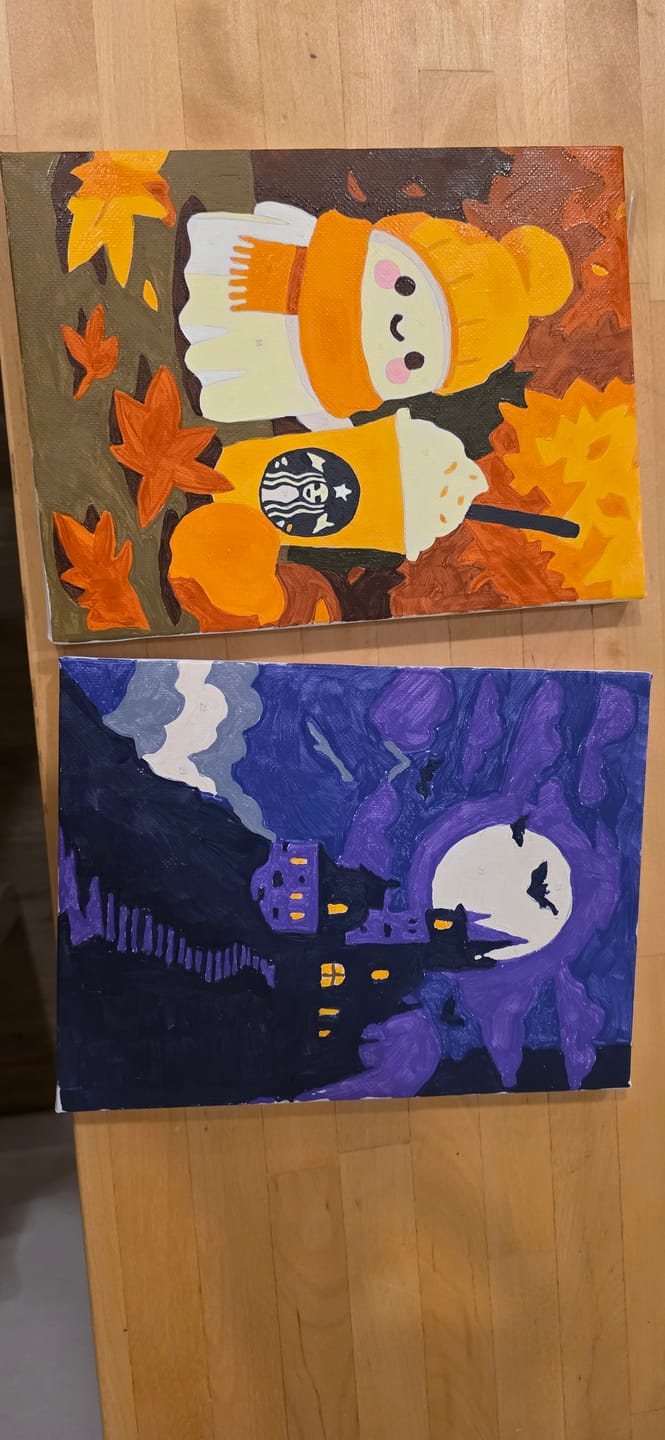 Customer photo review of 6 Mini Paintings - Spooky Autumn Set