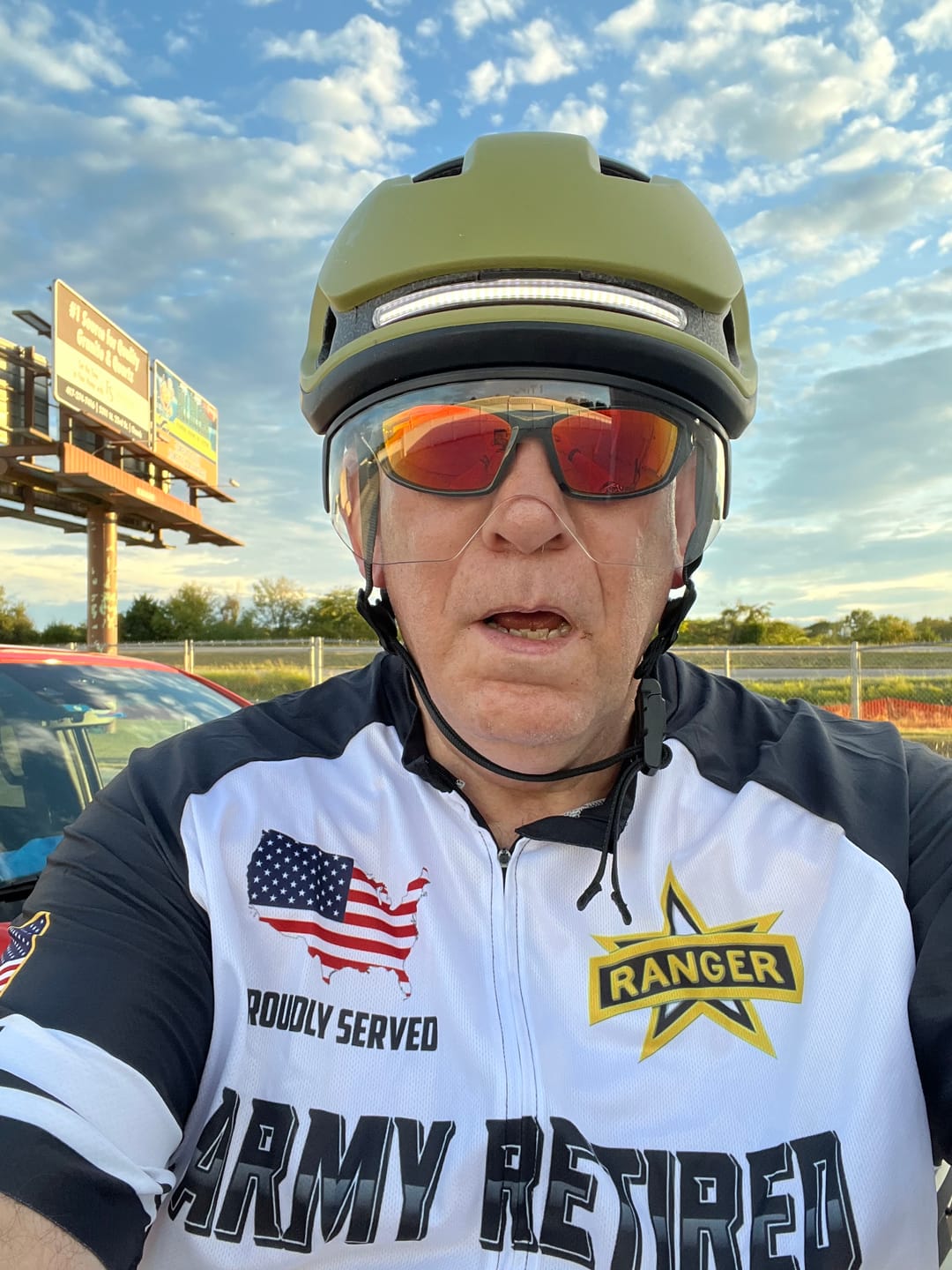 Customer photo review of Men’s Personalized U.S. Army Retired Ranger Veteran Cycling Jersey