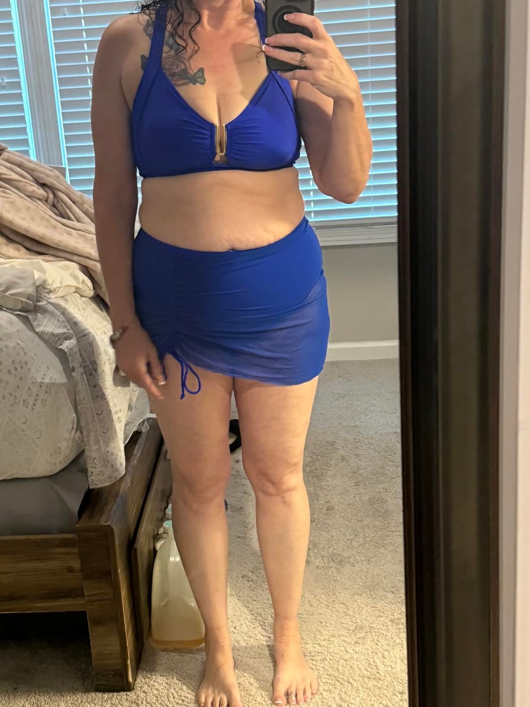 Customer photo review of Women High Waisted Push Up Bikini Sets Mesh Tummy Control Swim Skirt