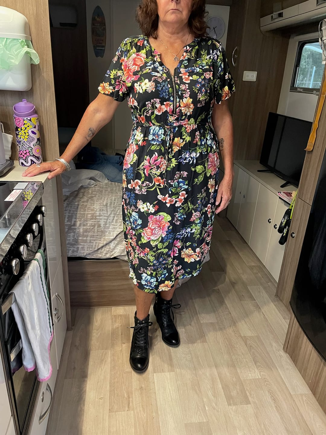 Customer photo review of Timeless Grace Floral Lace-Up Ankle Boots
