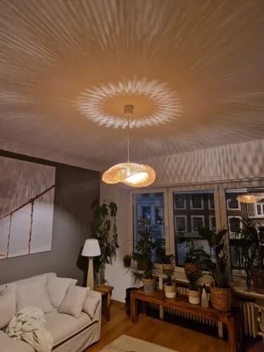 Customer photo review of Wood Pendant Light for Living Room, Braided Design, 60 cm
