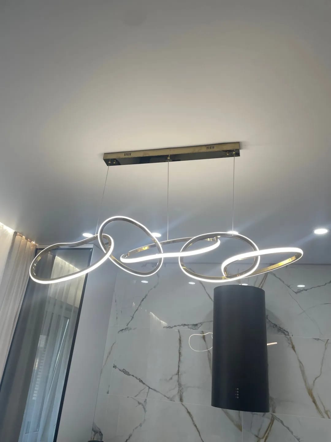 Customer photo review of Rose Chandelier for Bedroom, Stainless Loops, 150 cm
