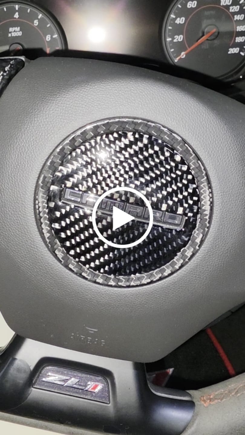 Customer video review of Camaro 2016-2024 Carbon Fiber Steering Wheel Airbag Center Overlay
