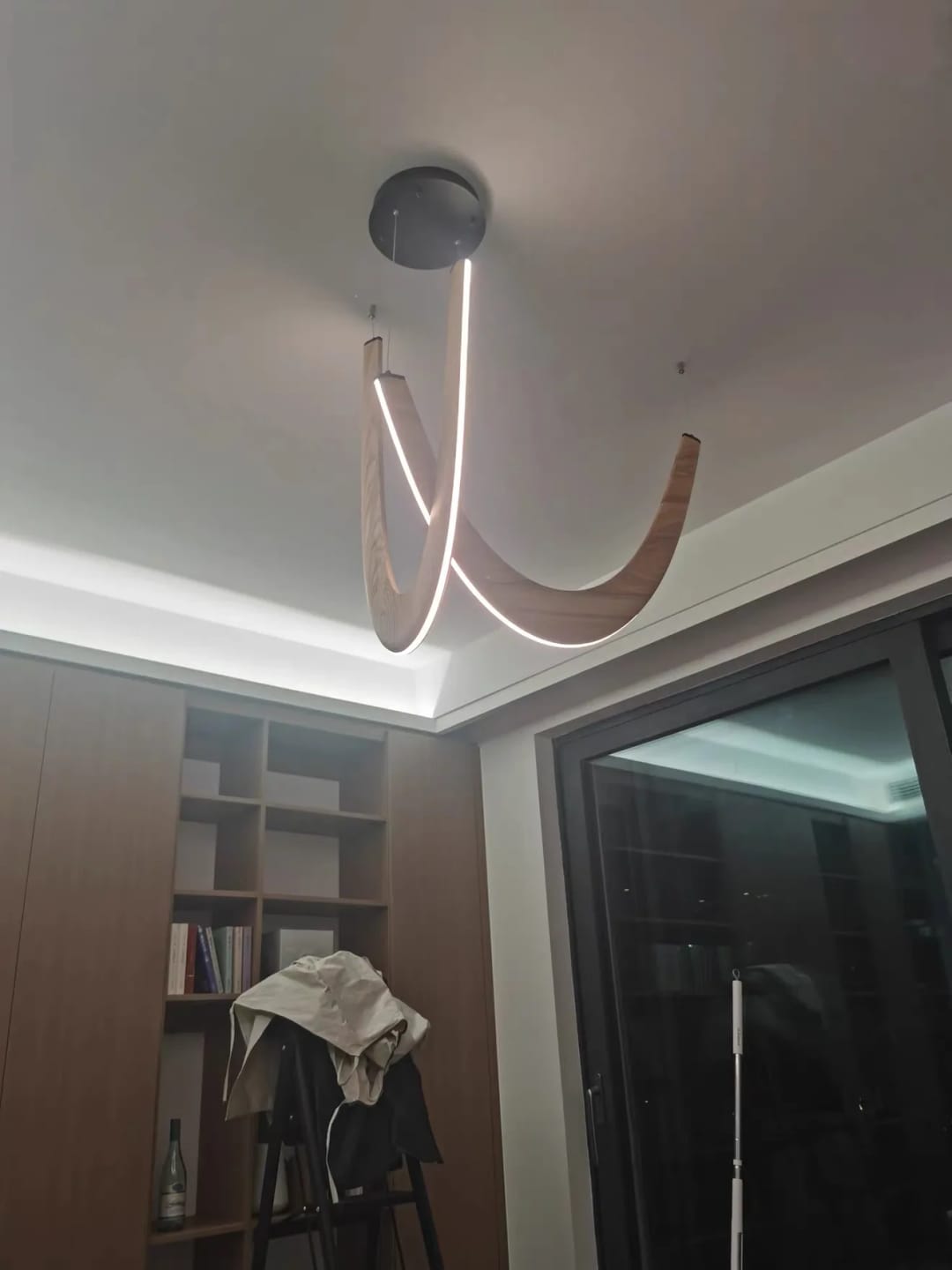 Customer photo review of Orvenza Curved Wood LED Chandelier