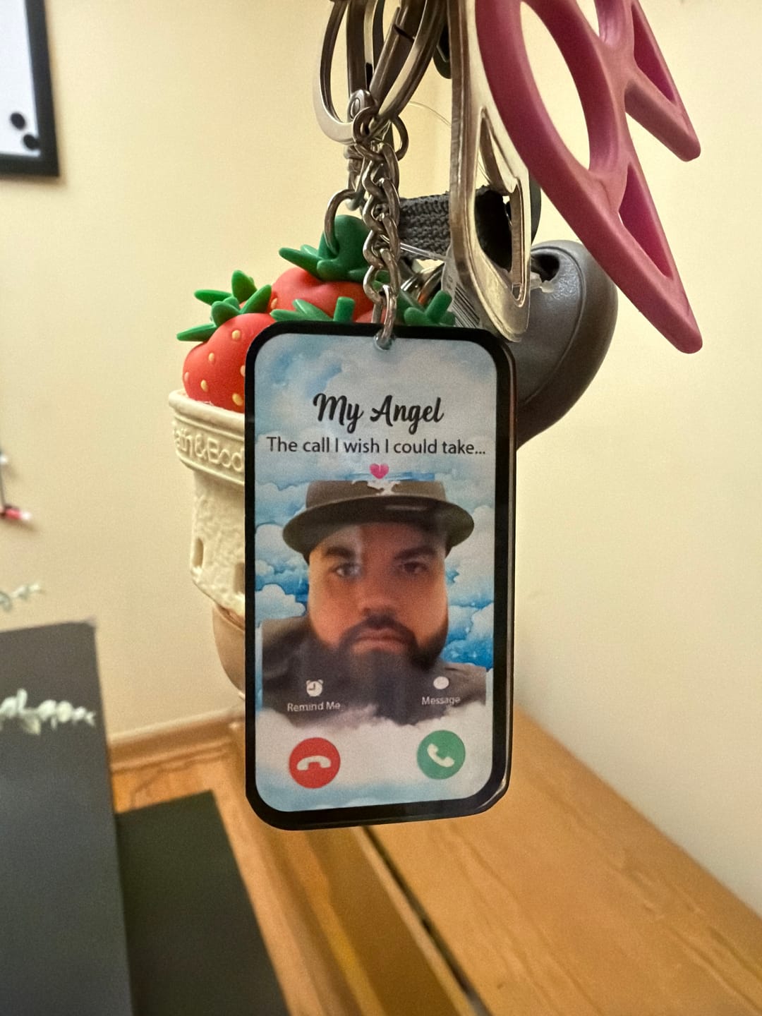 Customer photo review of The Call I Wish I Could Take Memorial Sympathy Gift Remembrance Keepsake Photo Personalized Acrylic Keychain