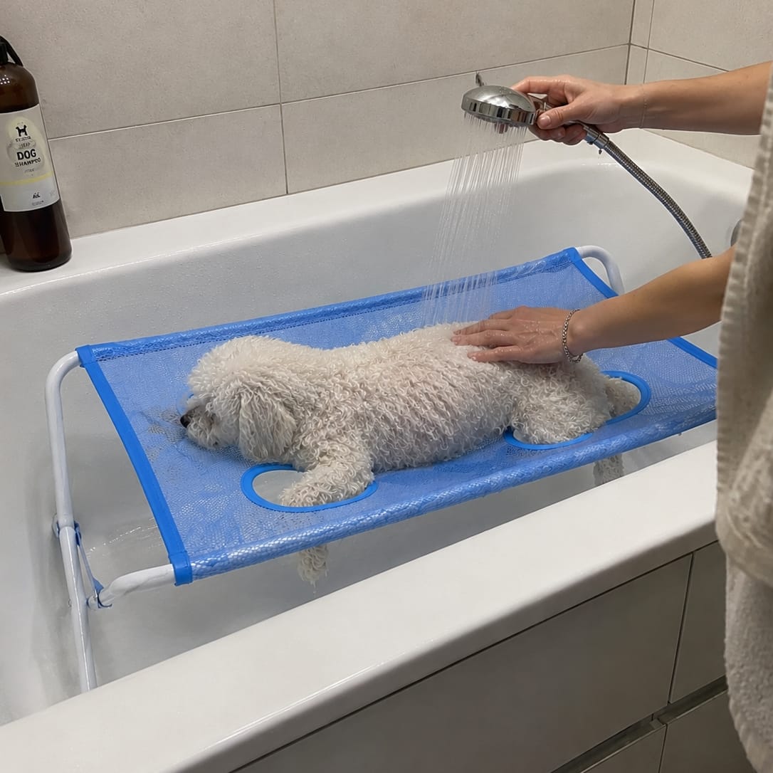 Customer photo review of Hamaca de baño para mascota