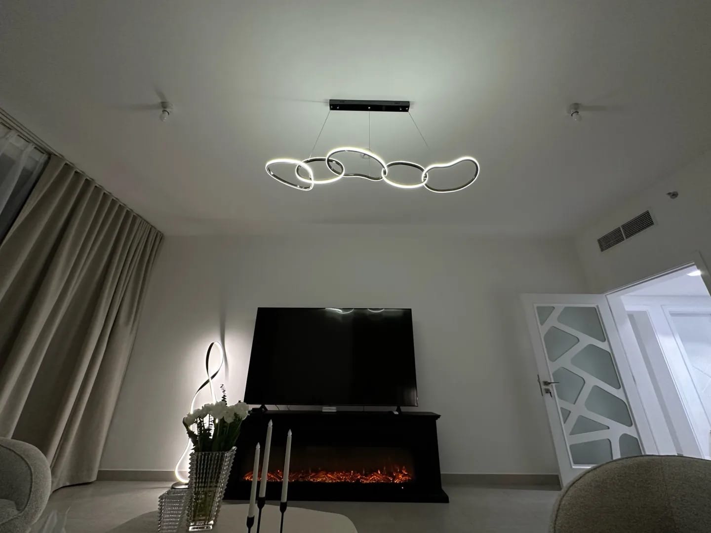 Customer photo review of Rose Chandelier for Bedroom, Stainless Loops, 150 cm