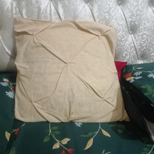 Customer photo review of Cream Pin Tuck-Cushion Covers Pack of Two