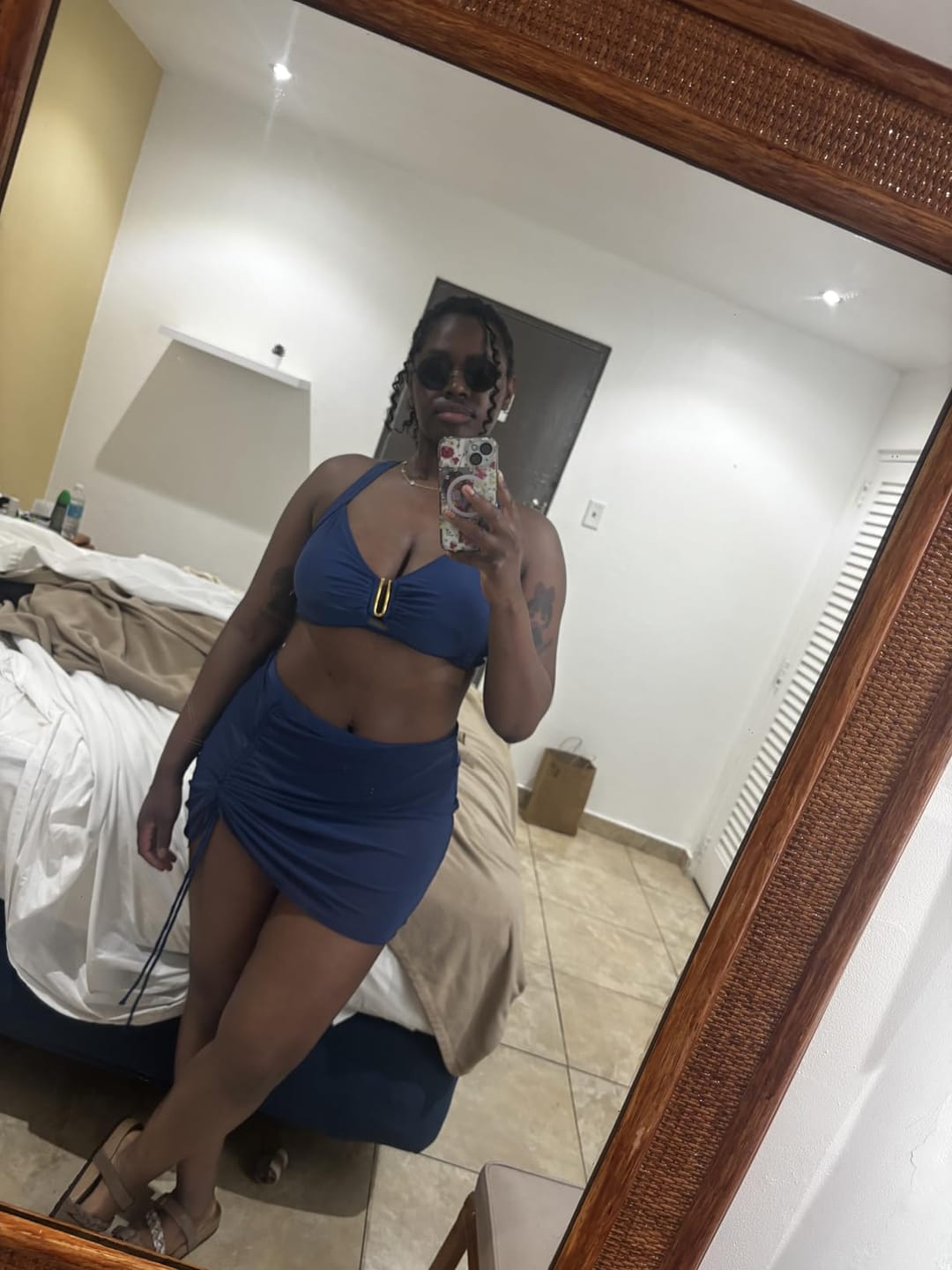 Customer photo review of Women High Waisted Push Up Bikini Sets Mesh Tummy Control Swim Skirt
