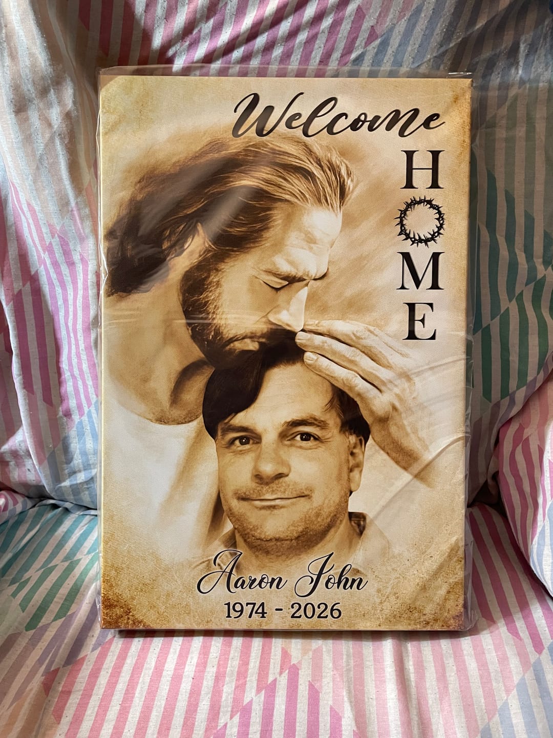 Customer photo review of Custom Canvas Prints, God Sympathy Gifts, Jesus Memorial Gift, Remembrance Gifts, Bereavement Gift, Welcome Home Jesus Canvas