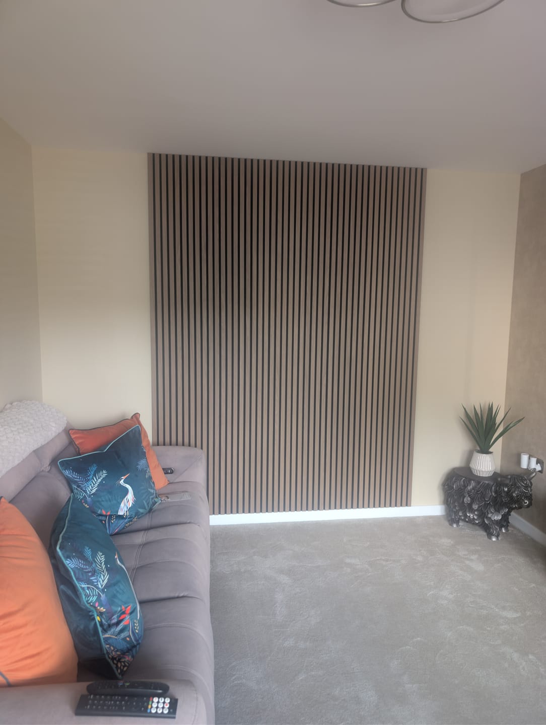 Customer photo review of SlatWall Acoustic Medium Oak Slatted Wall Panel