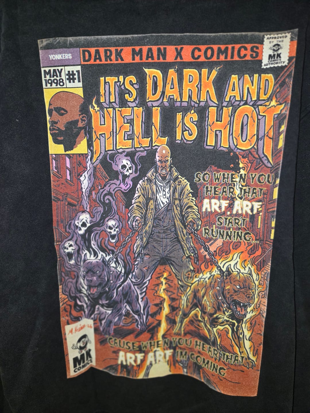 Customer photo review of It's Dark & Hell is Hot - Snow Washed Loose Cotton Hoodie