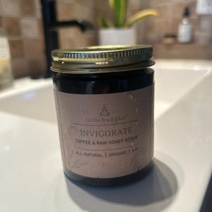Customer photo review of Invigorate Coffee & Raw Honey Scrub