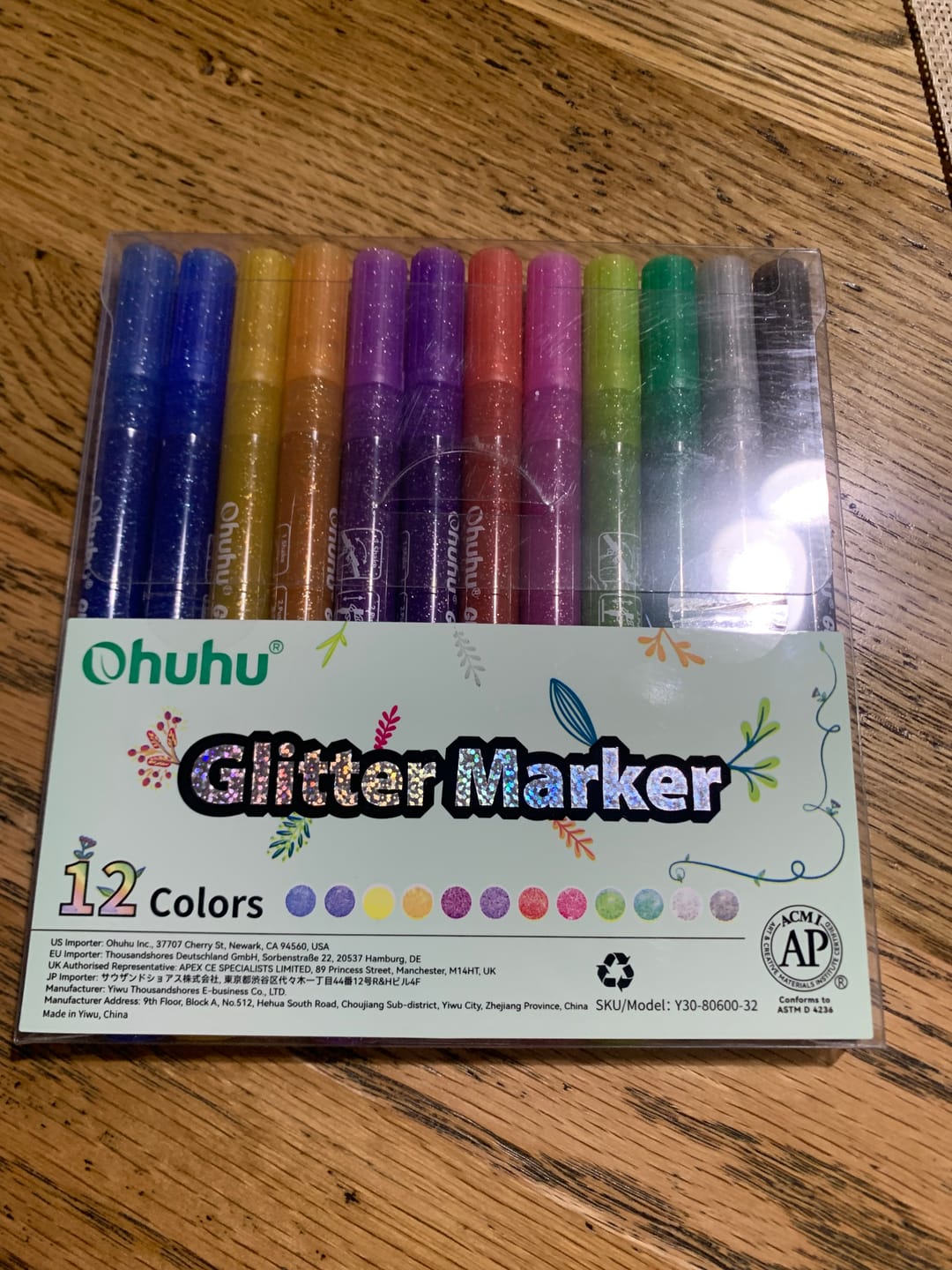Customer photo review of Ohuhu Water-Based Glitter Metallic Marker Pens, 12 Shimmer Colors