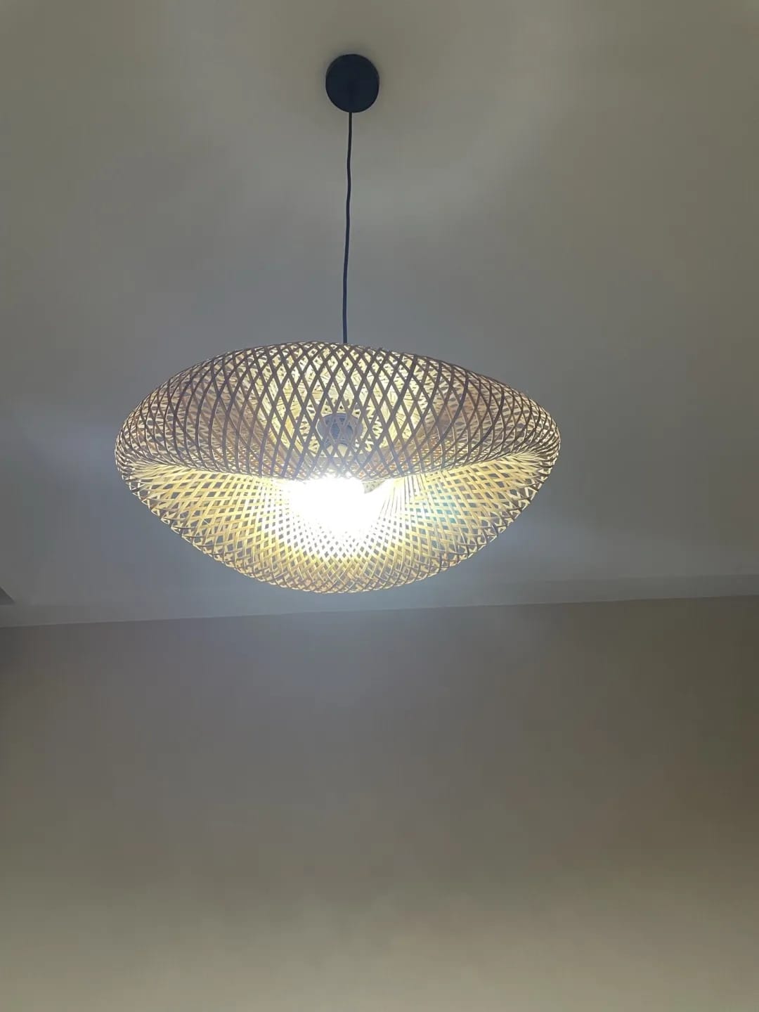 Customer photo review of Wood Pendant Light for Living Room, Braided Design, 60 cm
