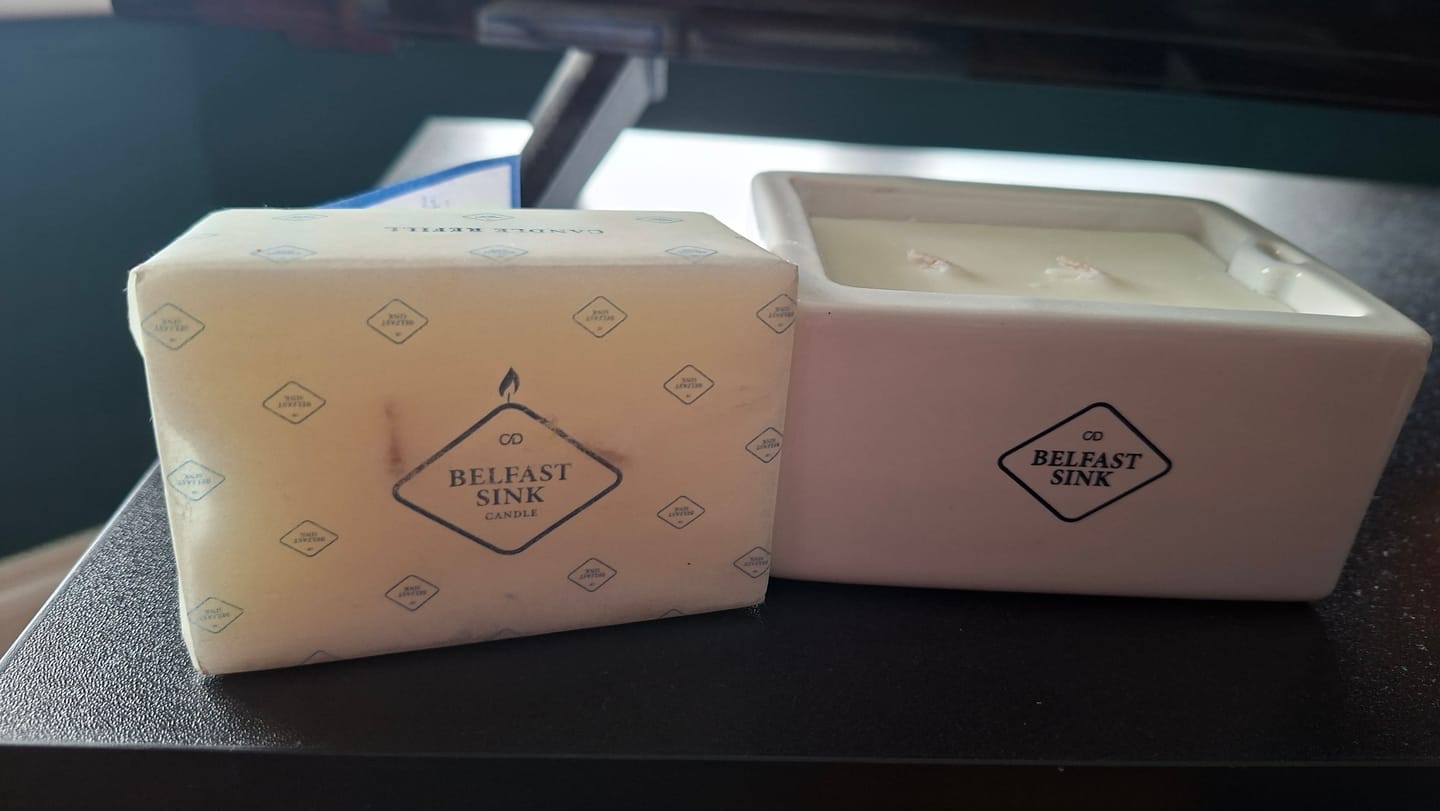 Customer photo review of Glasshouse | Mini Belfast Sink Candle Refill | Cowfield Design
