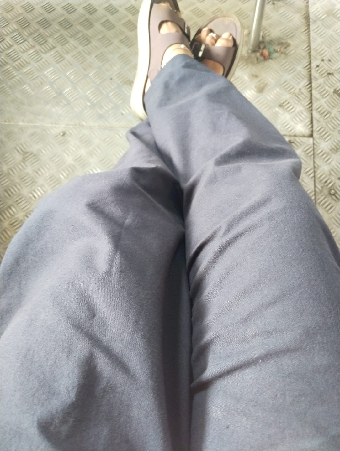 Customer photo review of Women Navy Blue Cotton Straight Pant