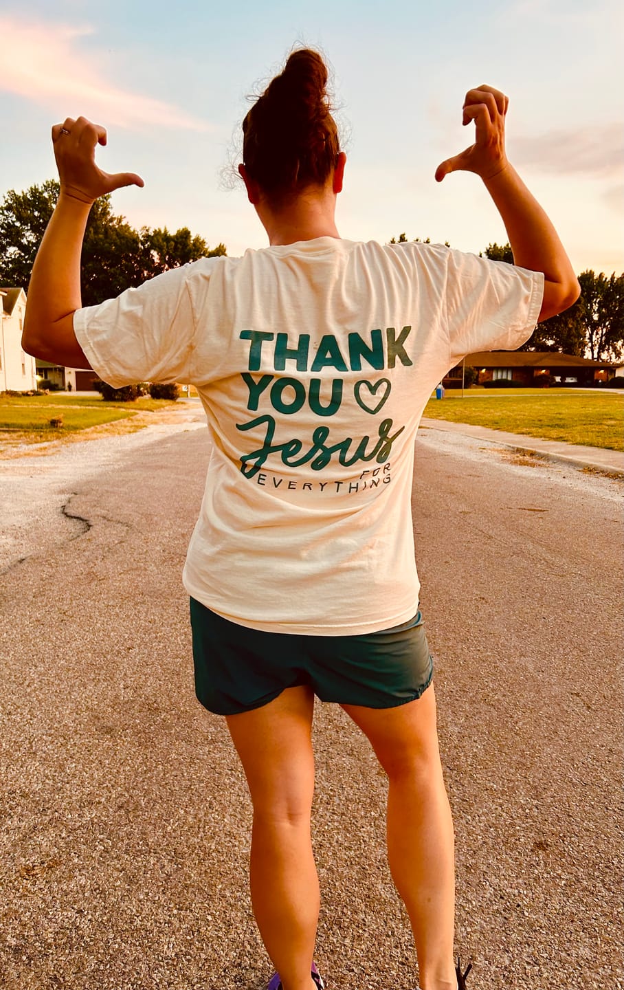 Customer photo review of Thank You Jesus Tee - Ivory