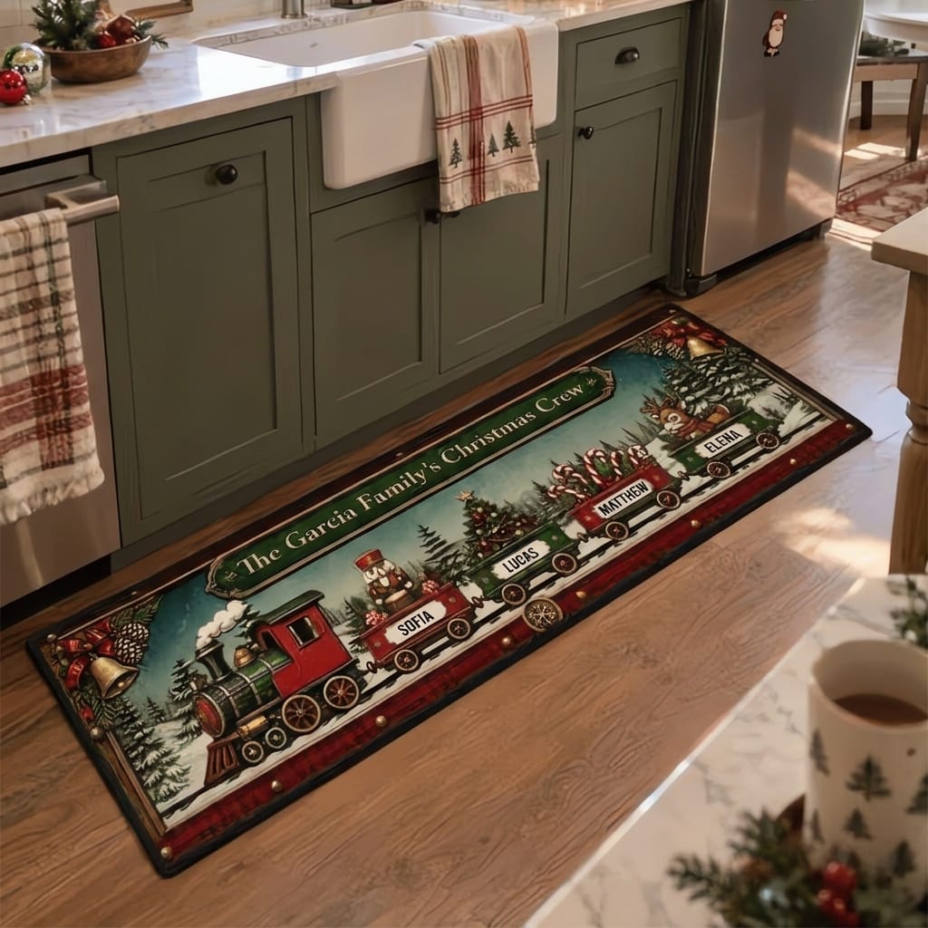Customer photo review of Grandma Christmas's Crew 2 - Personalized Christmas Runner Rug