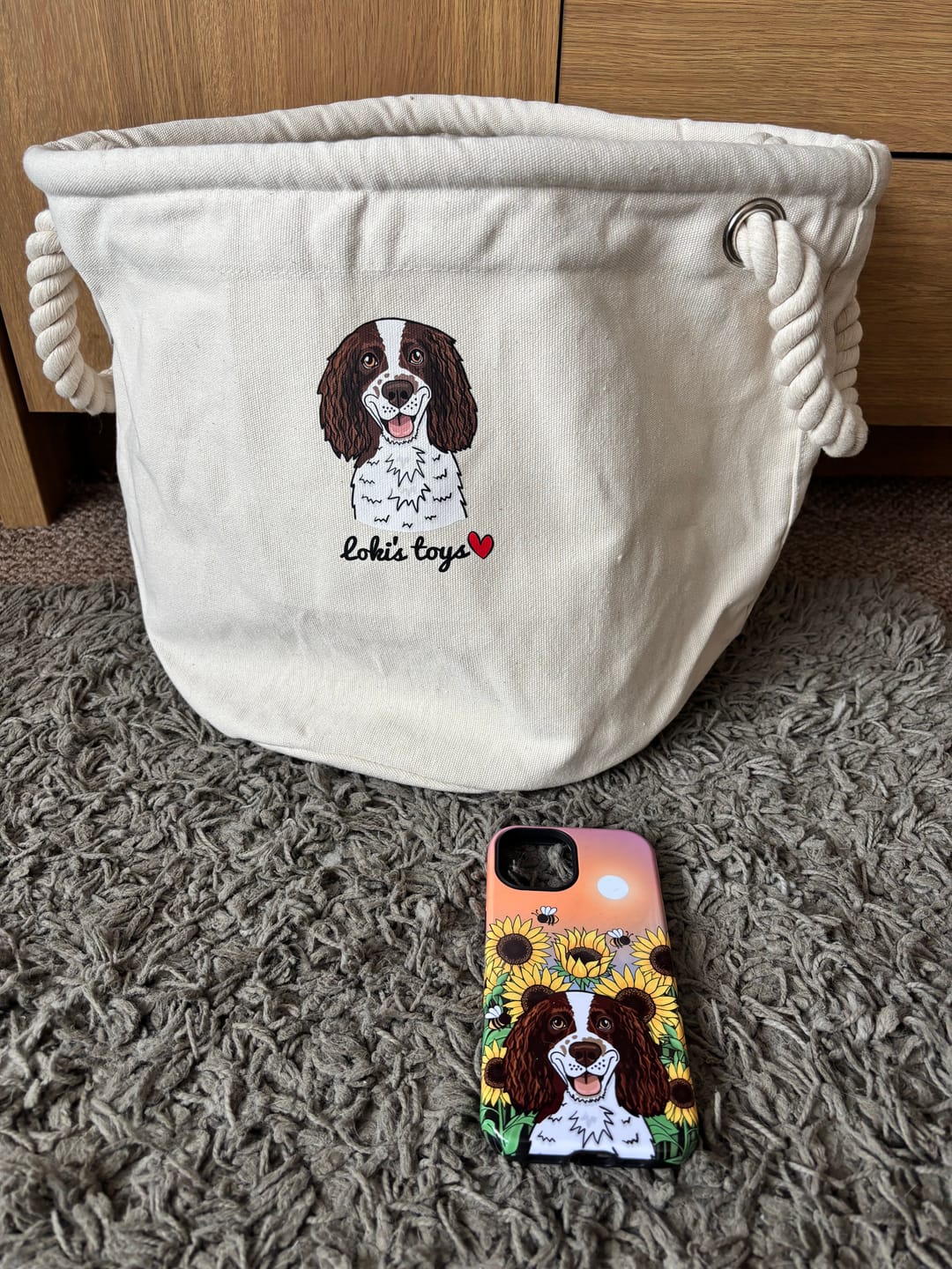 Customer photo review of Personalised Dog Toy Storage Trug