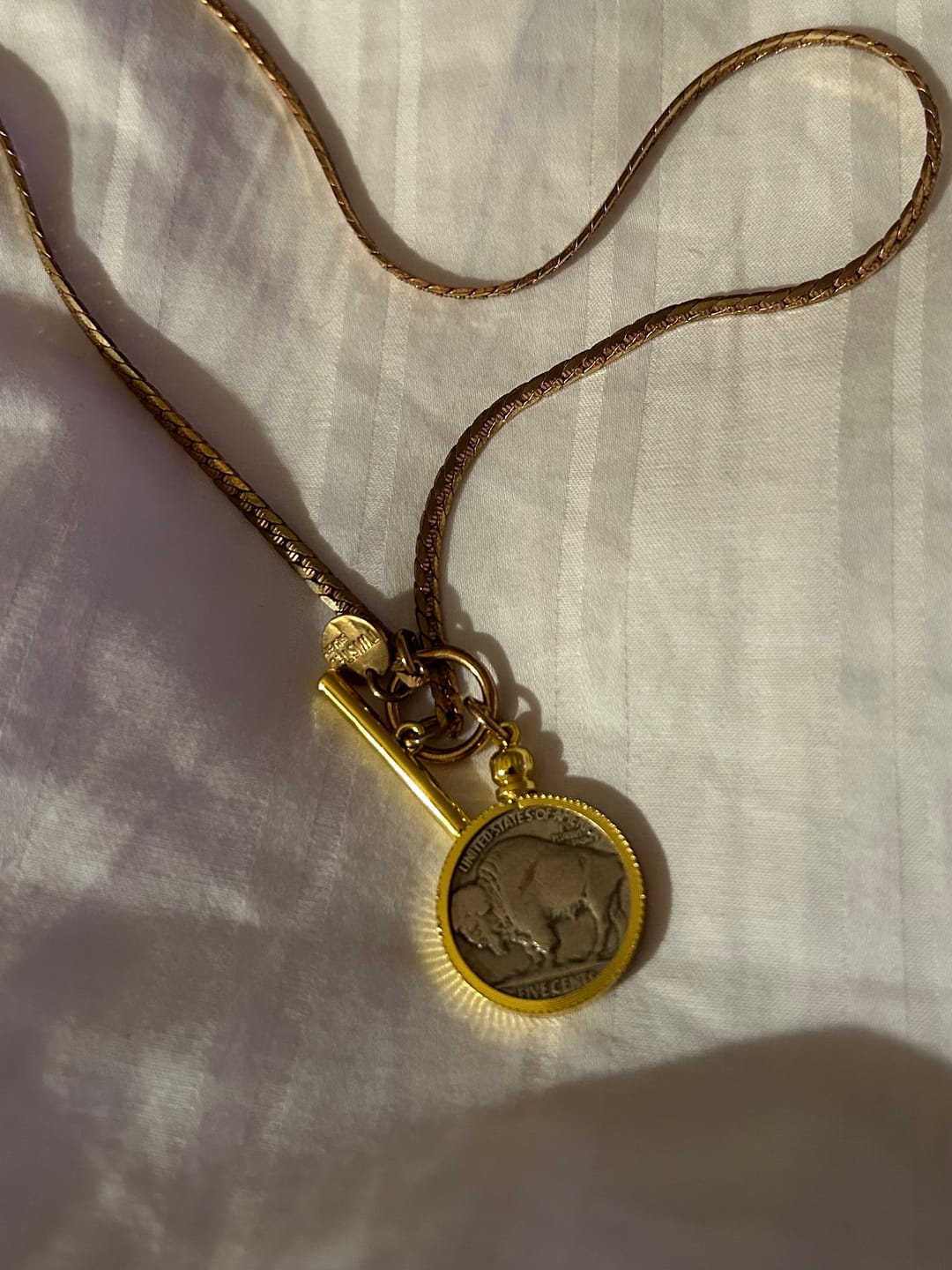 Customer photo review of Buffalo nickel necklace